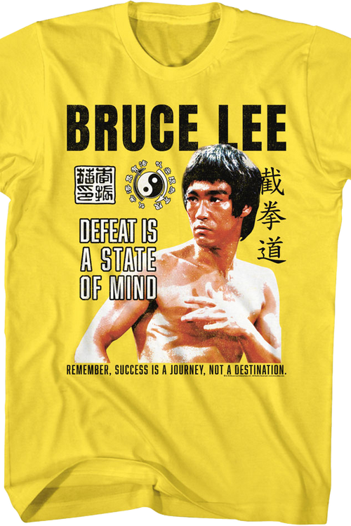 Vintage Yellow Defeat Is A State Of Mind Bruce Lee T-Shirtmain product image