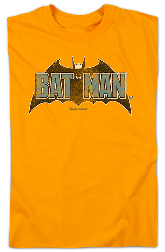 Vintage Gold Batman Logo DC Comics T-Shirt