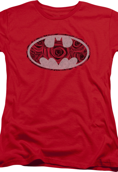 Womens Batman Red Rose Logo DC Comics Shirt