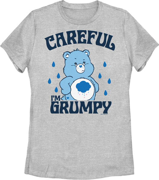 Womens Grumpy Bear Careful Warning Care Bears Shirt