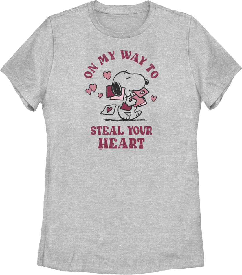 Womens On My Way To Steal Your Heart Peanuts Shirt