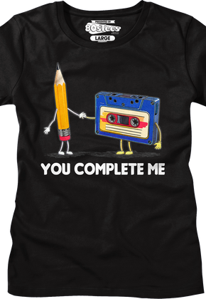 Womens You Complete Me Pencil & Cassette Shirt