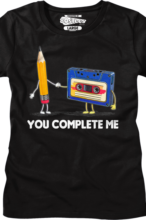 Womens You Complete Me Pencil & Cassette Shirtmain product image