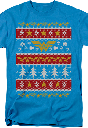 Wonder Woman Faux Ugly Christmas Sweater DC Comics T-Shirt