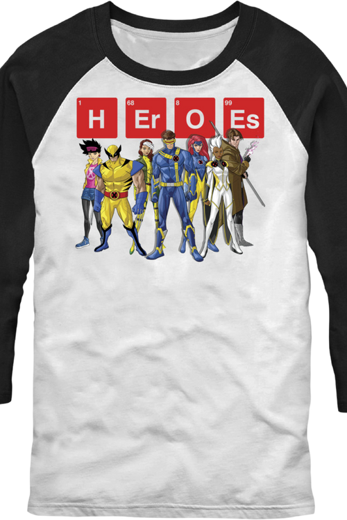 X-Men Heroes Periodic Table Marvel Comics Raglan Baseball Shirtmain product image