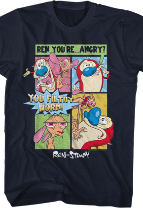 You Filthy Worm Ren And Stimpy T-Shirt