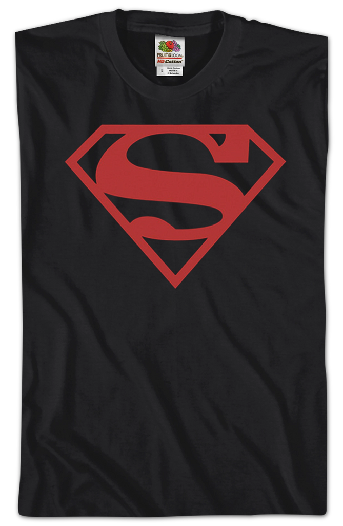 Young Justice Superboy Shirt Black T-Shirt Red Superman Symbol