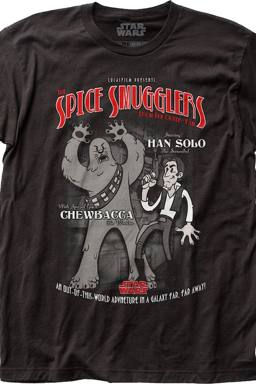 Animated Spice Smugglers Chewbacca And Han Solo Star Wars T-Shirtmain product image