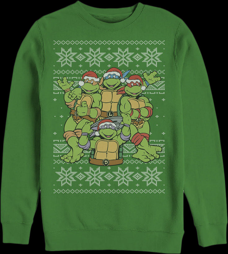  Teenage Mutant Ninja Turtles Christmas Sweater T-Shirt T-Shirt  : ביגוד, נעליים ותכשיטים
