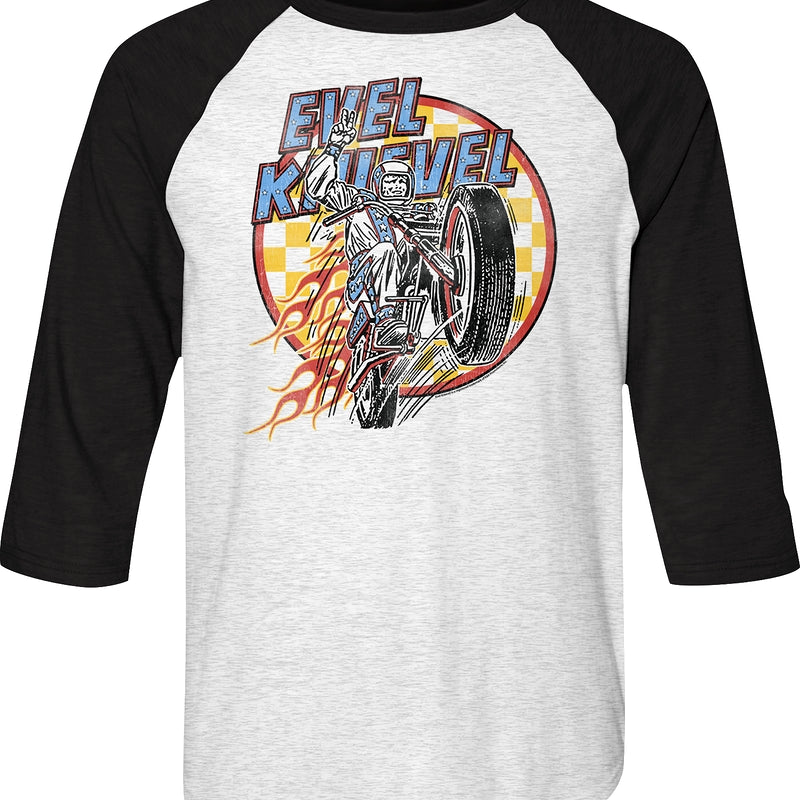 Flames Evel Knievel Raglan Baseball Shirt