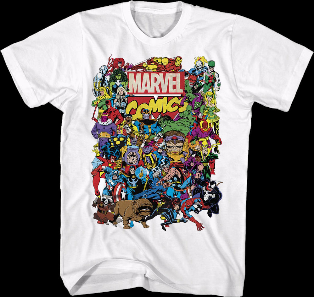 Collage Marvel Comics Greatest T-Shirt Characters