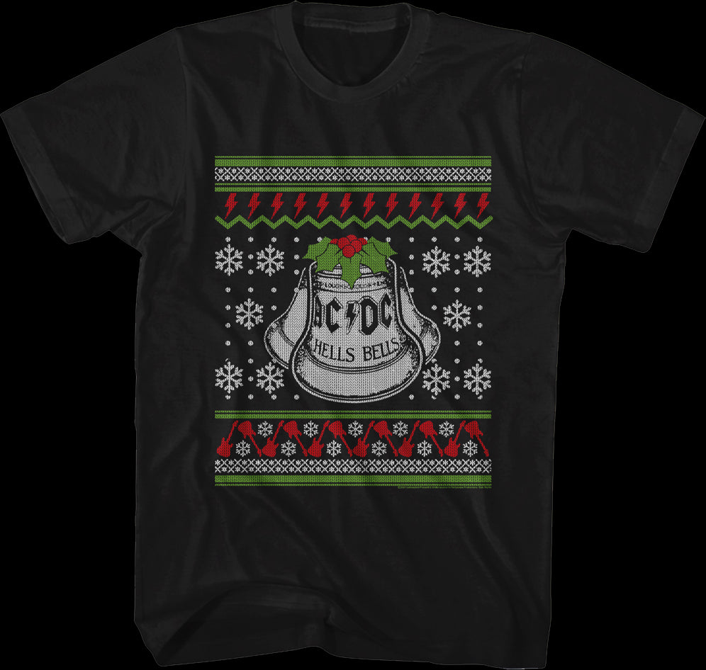 Hells T-Shirt Ugly Sweater Bells Christmas Faux ACDC