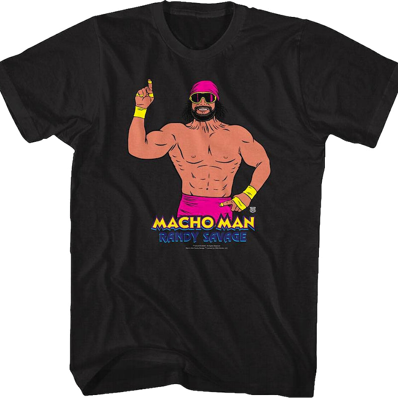 Multicolor Illustrated Macho Man Randy Savage T-Shirt