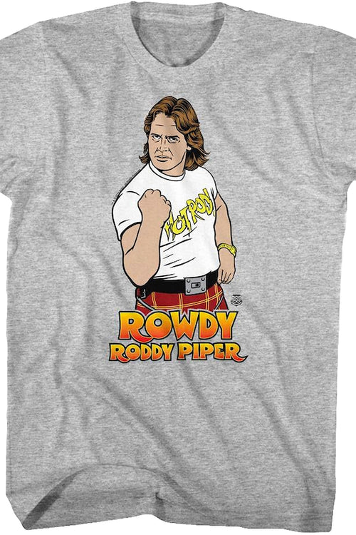 Gray Illustrated Rowdy Roddy Piper T-Shirtmain product image