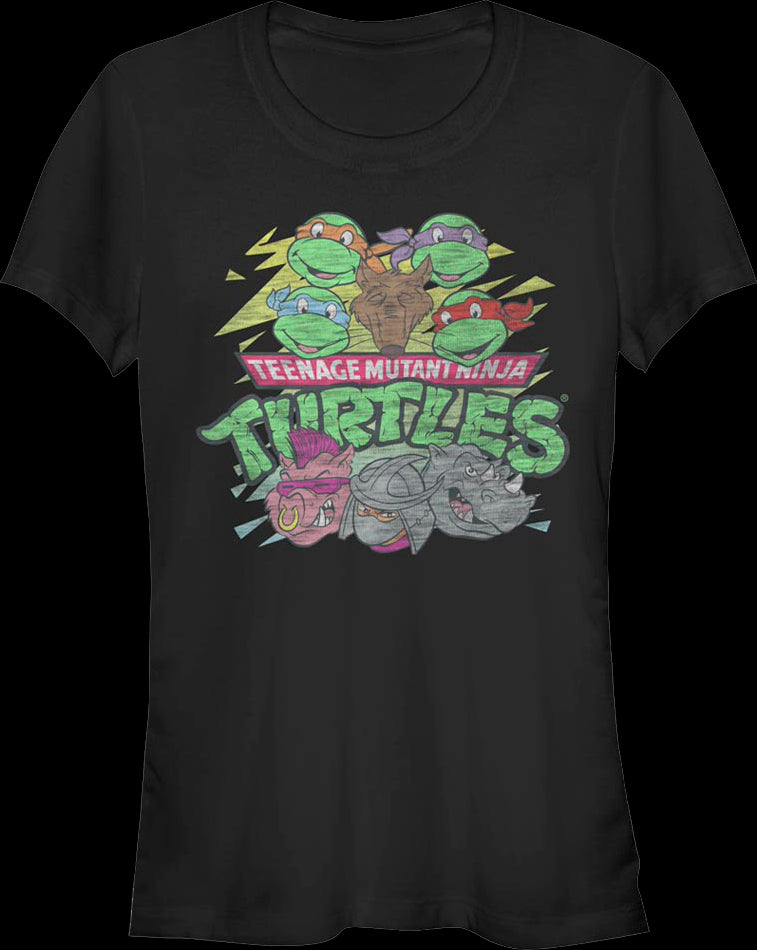 Teenage Mutant Ninja Turtles Men's Group and Villains Vintage T-Shirt