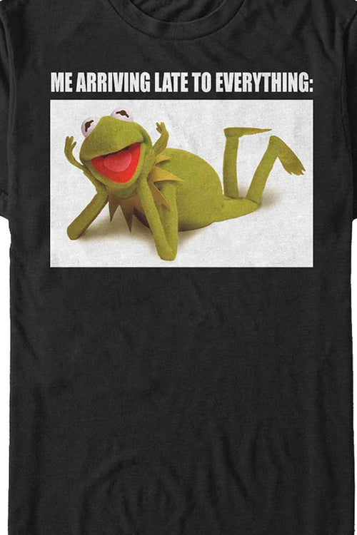 Black Kermit The Frog Late To Everything Muppets T-Shirtmain product image