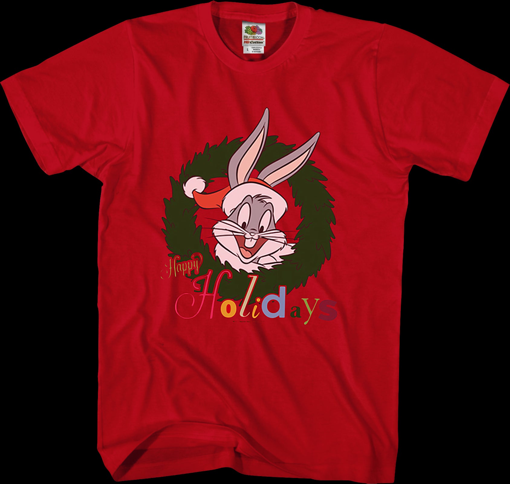 Happy Holidays Bugs Bunny T-Shirt: Looney Tunes Mens T-Shirt